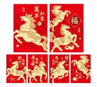 Festive Gift Sobres - Caballo con diseño de bolsillo para celebración | Rojos chinos con impresión caliente, Lunar New Year Money Holder, Favor de de cumpleaños, Festival de invierno