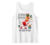 Festive Goose on The Loose Christmas Duck Xmas Holiday Goose Camiseta sin Mangas