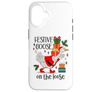 Festive Goose on The Loose Christmas Duck Xmas Holiday Goose Carcasa para iPhone 16