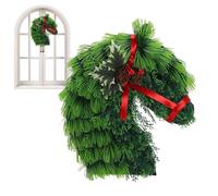 Festive Horsehead Holiday Wreath - Christmas Garland Decor for Mantle Display | PVC Material with Lifelike Shape, Seasonal Accent Style, Charming Wall Appeal, Indoor Decoration for Kitchens
