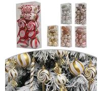 Festive - Juego de 15 adornos de Navidad hechos de plástico con formas de caramelo y menta, adecuados para árbol y decoración navideña del hogar (plateado)