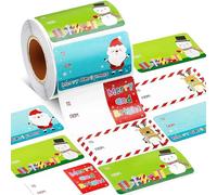 Festive Label Stickers - Christmas Tags for Holiday Wrapping | Paper Made with Self Adhesive Backing, Cute Name Labels, Family Party Favor, Classroom Gift Supply, Office Home Seasonal Decoration