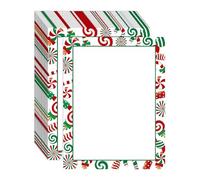 Festive Letter Paper, Holiday Stationery for Seasonal Greetings with Berries Holly Candy Motifs, Paper Sheets with 50 Thick Smooth Sheets for Writing Crafts Cards