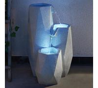 Festive Lights Fuente de agua solar Serenity con efecto de piedra en cascada con luz LED blanca para jardín