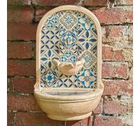 Festive Lights - Fuente solar de agua para pared Aragón, 50 cm, diseño de mosaico, poliresina multicolor IP44, función jardín exterior, batería recargable, bomba de recirculación y fijación