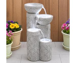 Festive Lights Fuente solar LED de 50 cm, con diseño de conchas, funciona con energía solar y USB, para interior y exterior, fuente solar para exterior, jardín