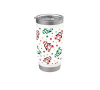 Festive Penguin Friends - Patrón navideño rojo y verde Vaso térmico de acero inoxidable de doble pared