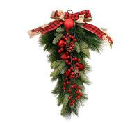 Festive Pine Garland - Holiday Wreath Decor for Home | Artificial Greenery with LED Lights, Pine Cones and Red Berry, Hanging Decoration, Seasonal Christmas Accent for Mantel Door Wall