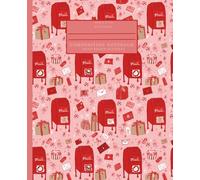 Festive Pink Christmas Notebook - Mail & Presents Theme, Wide Ruled, 100 Pages, 7.5 x 9.25 in | Bright Holiday Journal for School, Writing, or Gift Giving