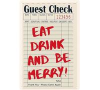Festive Receipt Metal Sign with Eat Drink And Be Merry Vintage Wall Decor for Kitchen Dining Room Bar 8 X 12 in