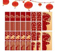 Festive Red Envelopes - Gold Foil Pack for Celebration | Paper Material with 30 Mixed Pieces, Horse Design 2026, Small Large Sizes, Money Gift Pockets for New Year, Birthday, Wedding Party