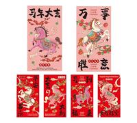 Festive Red Packets - 2026 Horse Year for New Year Gift | Paper Build with Decorative Style, Holiday Wedding Greeting, Kids Girls Boys Reward, Friends Adults Party Favor, Success Wealth