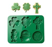 Festive Shamrock Mold, St Patricks Silicone Molds Set, 6 Cavities Cupcake Tray with Flexible Release, Food Grade Silicone Bakeware, Baking Mold with Holiday Theme, Dessert Tools for Party Kitchen
