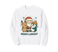 Festive Smiles Santa Penguin Rindeer Design Sudadera