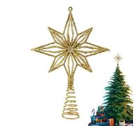 Festive Star Ornament - Reusable Christmas Tree Topper Decoration | Iron Wire Build, 6.3x7.87in Size, 38g Weight, Available in Gold Silver Red, Perfect for Holiday Party Indoor Outdoor Home Office