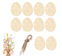 Festive Timber - Adornos de huevo de Pascua sin terminar para bricolaje, madera maciza ecológica con lienzo en blanco y diseño ligero para colgar para reuniones familiares, dormitorios y apartamentos