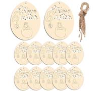 Festive Timber - Unfinished Easter Egg Ornaments for DIY | Eco Friendly Solid Wood with Blank Canvas & Lightweight Hanging Design for Family Gatherings, Bedrooms and Apartments