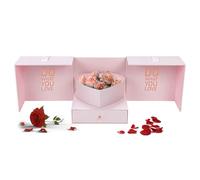 Festive Valentines Box, Valentines Day Gift Box, Satin Ribbon Paper Boxes, Mother's Day Flower Box with Drawer, 9.45x9.45x8.66in Decorative Box with Ribbon for Gifting & Special Occasions
