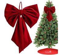 Festive Velvet Bow - Soft Red Ornament, Large Holiday Decor | 50 Cm x 90 Cm Luxurious Display Accent with Rich Texture, Elegant Seasonal Highlight for Indoor Outdoor Doorway Party Celebration Spaces