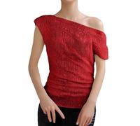 Festivo Lentejuelas Blusa De Mujer Carnaval Moda Sin Mangas Un Hombro Clásico Vestimenta Noche Look Trendy Duradero Ropa Fiesta Elegante Sexy Glamuroso