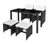 Festnight 11piezas Conjunto de Mesas y Sillas de Ratán para Jardín Comedor Negro