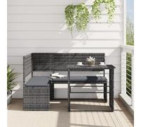 Festnight 2 pzas Sofa Exterior, Muebles de Jardín de Polirratán, Conjunto Terraza, Sofá Esquinero Exterior, Muebles Terraza Exterior con Sofá en Forma de L+Mesa Plegable Gris