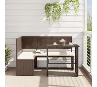 Festnight 2 pzas Sofa Exterior, Muebles de Jardín de Polirratán, Conjunto Terraza, Sofá Esquinero Exterior, Muebles Terraza Exterior con Sofá en Forma de L+Mesa Plegable Marrón
