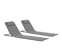 Festnight 2 Unidades Estera de Playa Plegable Esterilla con Respaldo Playa Sillas de Playa Plegable Tela Gris 160 x 53 x 47 cm