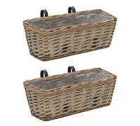 Festnight 2 Unidades Jardinera de Mimbre Jardinera de Balcón con Forro PE Marrón 40 x 16 x 13 cm