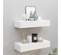 Festnight 2X Estante con Cajón de Pared, Estanteria Pared, Estante con Cajon, Msitas de Noche Colgantes, Estantes Flotantes,para Cocina, Salón y Pasillo Blanco 60 x 23.5 x 10 cm
