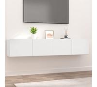 Festnight 2X Mueble TV Flotante/Armario de Pared/Mueble de TV de Pared/Mesa TV/Mueble para Salón/Mueble TV Suspendido con Compartimentos 80x30x30cm Blanco