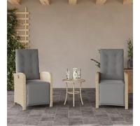 Festnight 2X Sillón Reclinable de Ratán para Exteriores con Cojines, Silla Reclinable Jardín, Sofá de Ratán Ajustable, Sillón Exterior Terraza Balcón Butaca Patio,Beige Mezcla(con reposapiés)