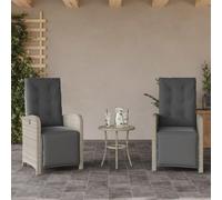 Festnight 2X Sillón Reclinable de Ratán para Exteriores con Cojines, Sillón Reclinable Jardín, Sofá de Ratán Ajustable, Sillón Exterior Terraza Balcón Butaca Patio,Gris Claro(con reposapiés)