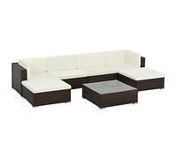 Festnight 7 Piezas Mueble Jardín de Exterior de Ratán, Conjunto de Jardín Exterior de Ratán, Conjunto Jardín,Sofa Jardín con Cojines, Conjunto Terraza, Sofas de Jardin Exteriores,Marrón