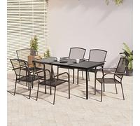 Festnight 7 Pzas Conjunto Muebles de Jardín de Acero, Juego Mesa y Sillas Jardin, Muebles de Balcón, Mesa y Sillas Terraza Exterior, Conjunto Comedor Jardín, Gris Antracita Type 1-Mesa 165 cm