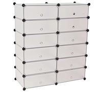 Festnight Apilable Estantería por módulos Organizador de Zapatos,Zapatero con 12 Compartimentos 92x37x105cm,Color Blanco