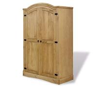 Festnight Armario Closet Organizador con 2 Puertas 1 Estante Superior y 1 Barra para Colgar de Estilo Mexicano de Mobiliario 'Corona' Madera Maciza de Pino 101x52x170cm Marrón