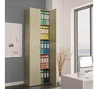 Festnight Armario de Oficina en Madera con 2 Puertas y 5 Estantes para Almacenamiento, Salón y Escuela, Color Roble 60x32x190 cm