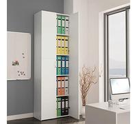 Festnight Armario de Oficina Madera, Armario Archivador Oficina con 2 Puertas y 5 Estantes, Armario de Almacenamiento para Oficina, Salón y Escuela, Librerías de Oficina, Blanco 60x32x190 cm