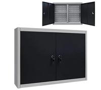 Festnight Armario de Pared Industrial Metal Negro 80 x 19 x 60 cm para Herramientas