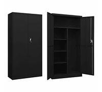 Festnight Armario de Taquilla con 2 Puertas y 4 Estantes Armario Multifunción Armario metalico Taquillas Metálica Organizador de Almacenamiento de Acero Negro 90x40x180 cm