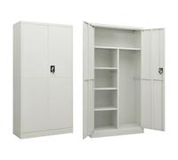 Festnight Armario Multiusos 2 Puertas, Escobero, Limpieza y Almacenaje, Armario de Taquilla, Armario Acero, 90 x 40 x 180 cm, Gris Claro