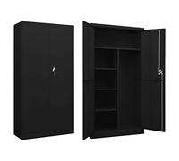 Festnight Armario Multiusos 2 Puertas, Escobero, Limpieza y Almacenaje, Armario de Taquilla, Armario Acero, 90 x 40 x 180 cm, Negro