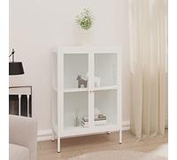 Festnight Armario Vitrina, Mueble Vitrina de Acero y Cristal,Vitrinas de Salón,Aparador Cocina,Armario Auxiliar de Almacenamiento 75 x 35 x 105 cm Blanco