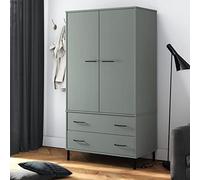 Festnight Armarios de Dormitorio de Maciza Pino Armarios Dormitorio 2 Puertas 2 Cajones Dormitorio Juvenil Armario Ropero Madera 90x55x172,5 cm Gris
