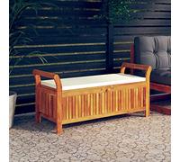 Festnight Banco Arcón Exterior Garden Bench Banco arcón Exterior, Banco de Almacenaje con Cojín Banco Arcon Jardin Exterior de Madera Maciza Acacia 126 x 50 x 60 cm