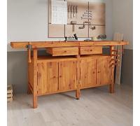 Festnight Banco de Trabajo con 2 Cajones y 1 Gran Compartimento, Banco Trabajo Taller de Madera, Mesa Trabajo Taller Banco Herramienta, 192x62x83 cm