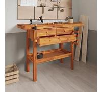 Festnight Banco de Trabajo de Madera, Banco Trabajo Taller con 4 Cajones y 1 Estante, Mesa Trabajo Taller Banco Herramienta Banco 124x52x83 cm