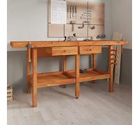Festnight Banco de Trabajo de Madera, Mesa de Trabajo Taller, Banco de Trabajo Taller, Mesa Trabajo, Banco de Carpintero, Banco Herramientas con Cajones¡y Tornillos 192x62x83 cm