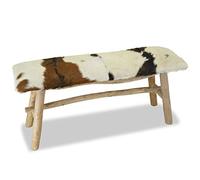 Festnight Banco Hecho a Mano - Material de Madera y Cuero, 100x30x45 cm